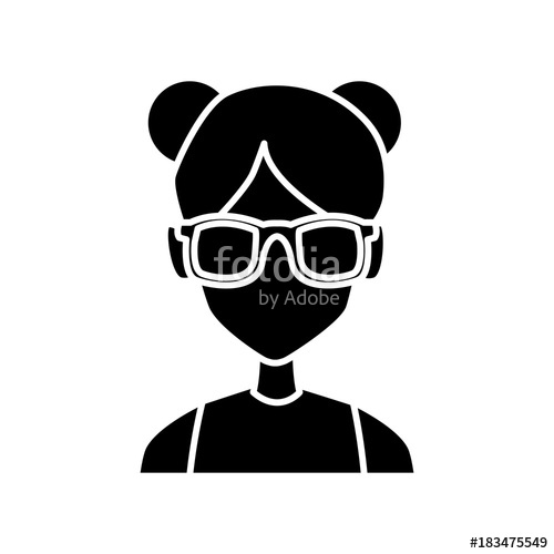 500x500 Geek Girl With Round Frame Glasses Icon Vector Illustration