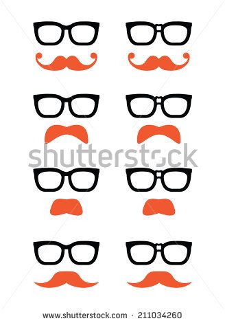 328x470 Geek Glasses And Ginger Moustache Or Mustache Vector Icons