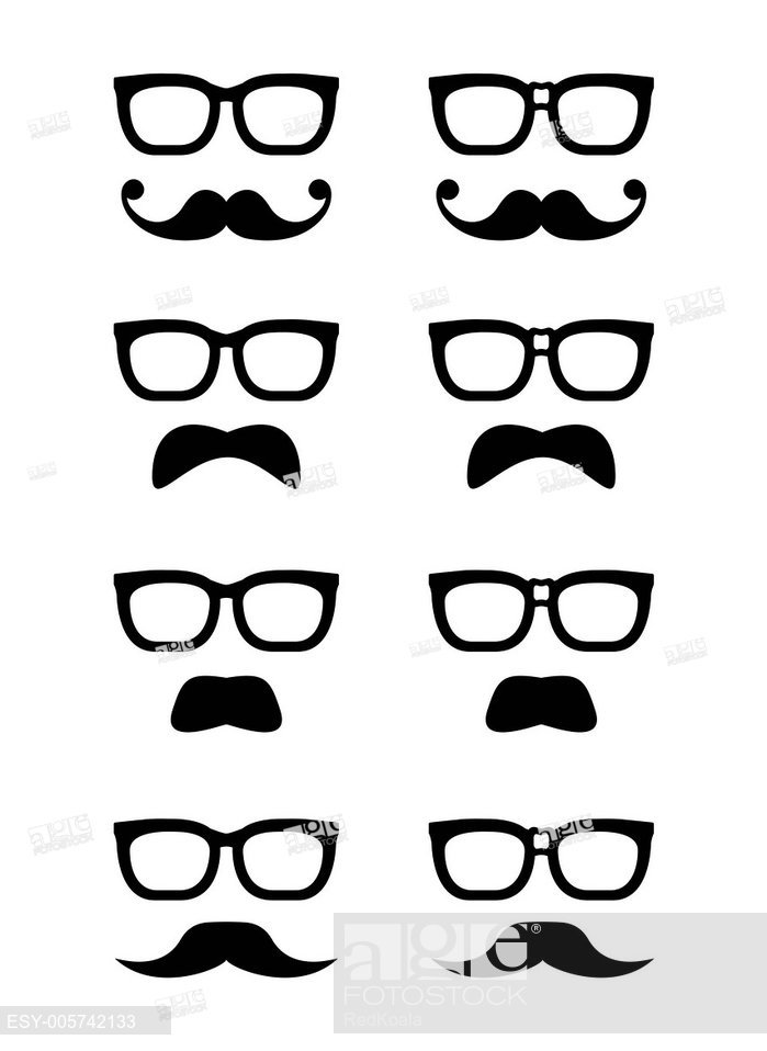 699x958 Geek Glasses And Moustache Or Mustache Vector Icons, Stock Vector