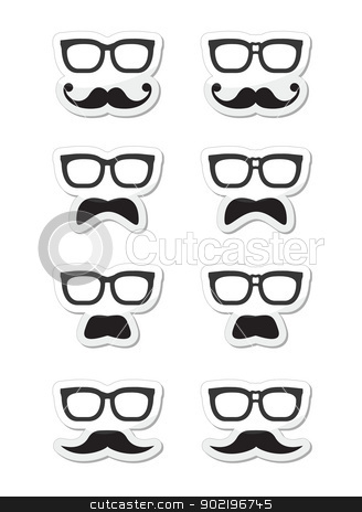 328x464 Geek Glasses And Moustache Or Mustache Vector Labels Stock Vector