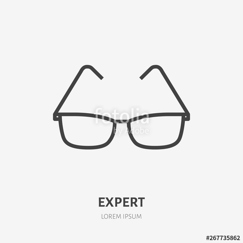 500x500 Glasses Flat Line Icon Vector Thin Sign Of Eye Frame, Geek Logo