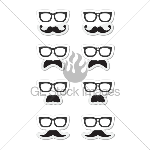 500x500 Geek Glasses And Moustache Or Mustache Vector Labels Gl Stock Images