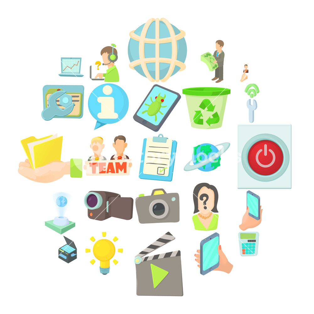 1000x1000 Geek Icons Set Cartoon Set Of Geek Vector Icons For Web