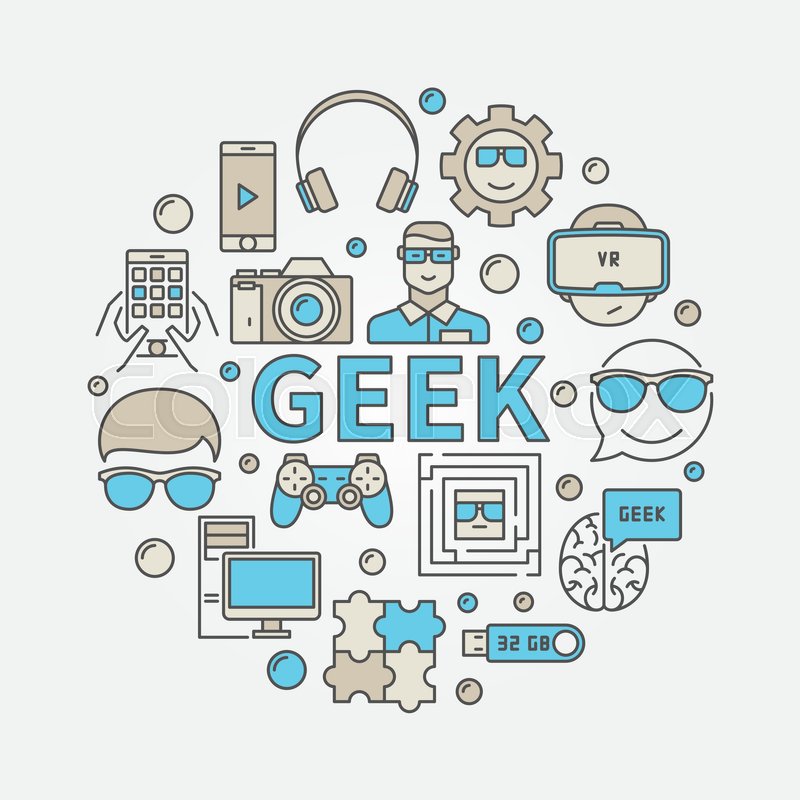 800x800 Geek Round Colorful Illustration Stock Vector Colourbox