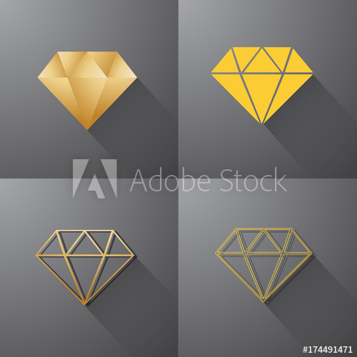 500x500 Gold Diamond Jewelry Gem Colorful Polygon Logo Vector
