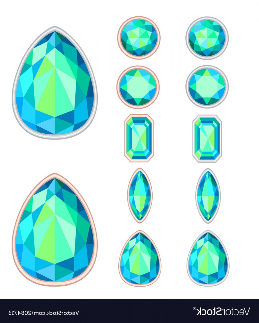 1042x1296 Set Of Five Forms Of Green Gemstone Vector Soidergi