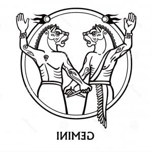 300x300 Stock Illustration Zodiac Sign Gemini Vector Art Black White