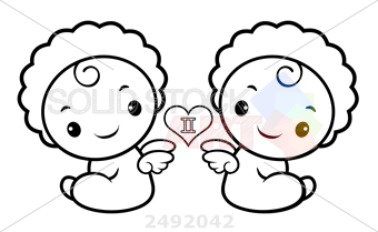 340x209 Stock Illustration Of Black And White Twins Character Sits Aside