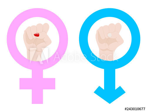 500x379 Gender Equality Male And Female, Man And Woman Symbols Blue