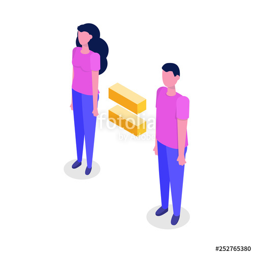 500x500 Gender Equality, Equal Pay And Opportunity Isometric Concept