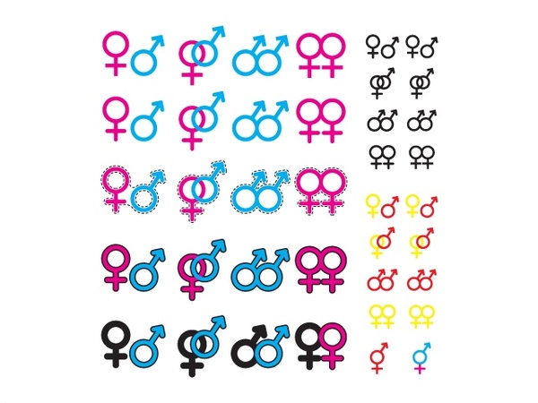 600x450 Gender Symbol Vector Illustration With Various Color Styles Free