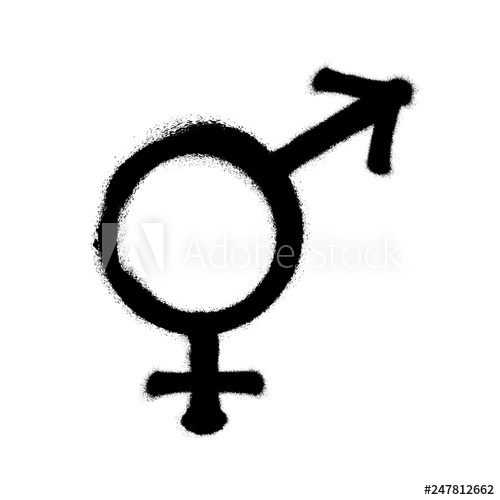 500x500 Sprayed Male And Female Logo Man Symbol Gender Symbol Vector