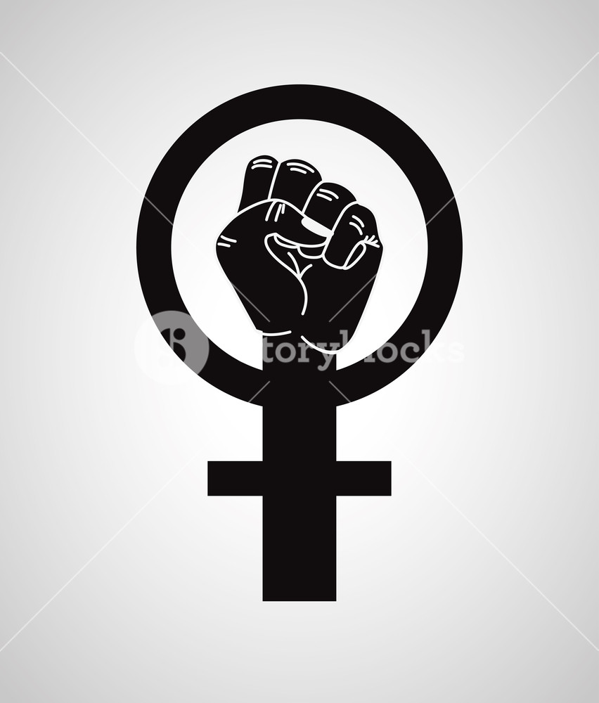 852x1000 Hand Fist With Female Gender Symbol Vector Illustration Design