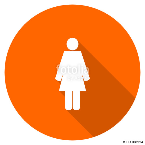 500x500 Flat Design Round Orange Female Gender Vector Icon Stock Image