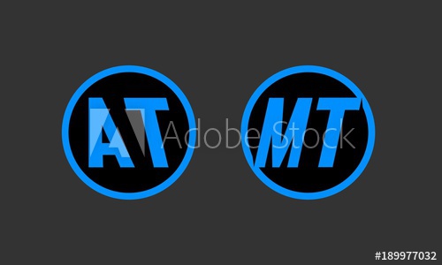 500x300 At Mt Letter Logo Vector, Automatic And Manual Icon
