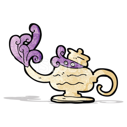 440x440 Cartoon Genie In Bottle Stock Vector