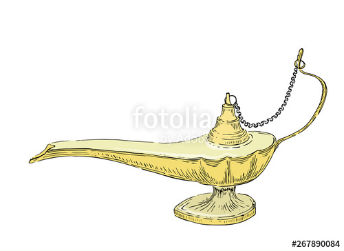 500x364 Aladdin Magic Or Genie Lamp Hand Drawn Vintage Sketch Vector
