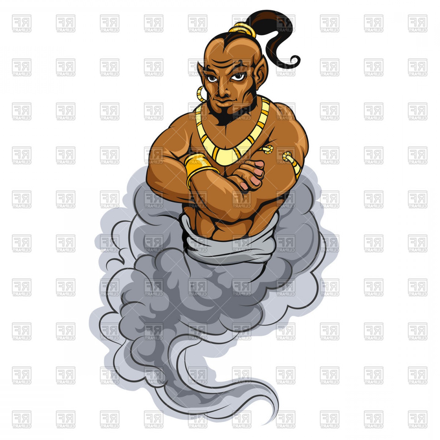 1440x1440 Genie Coming Out Of Magic Lamp Vector Clipart Cqrecords