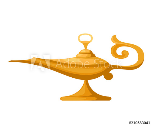 500x417 Oil Lamp Illustration Aladdin Magic Or Genie L Flat Style