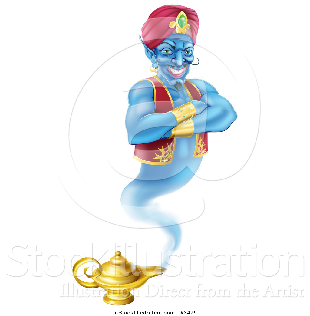 1024x1044 Vector Illustration Of A Genie Emerging From His Lamp
