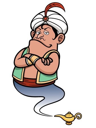 338x450 Vector Illustration Of Genie Coming Out Of A Lamp Royalty Free