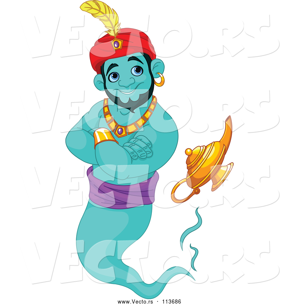 1024x1044 Vector Of Cartoon Handsome Turquoise Male Jinn Genie Emerging