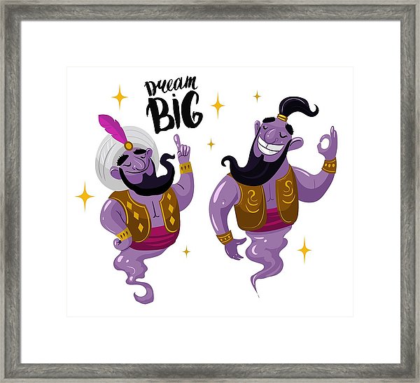600x547 Cartoon Genie Vector Illustration Isolated Framed Print