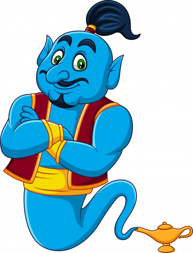626x821 Cartoon Genie Coming Out Of A Magic Lamp Vector Premium Download