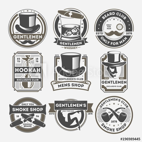 Gentleman Vintage Label Set Isolated Vector Illustration Smoke 500x500 Gentleman Vintage Label Set Isolated Vector Illustration Smoke