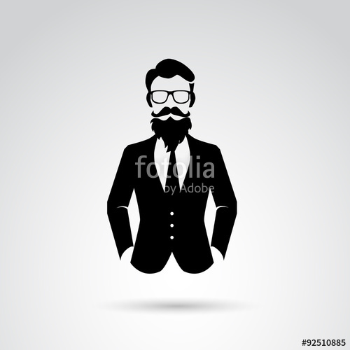 Retro, Vintage, Hipster Gentleman Vector Icon Stock Image 500x500 Retro, Vintage, Hipster Gentleman Vector Icon Stock Image