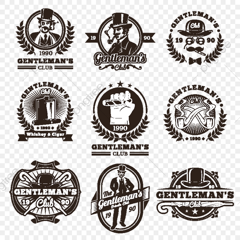 Set Of Vintage Gentleman Emblems Labels, Gentleman, Club, Logo Png 800x800 Set Of Vintage Gentleman Emblems Labels, Gentleman, Club, Logo Png