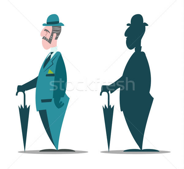 600x551 English Gentleman Silhouette With Umbrella