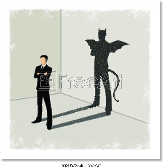 561x581 Free Art Print Of Gentleman Casting Shadow Of Evil Shadow