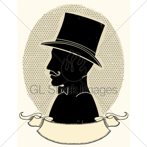 500x500 Gentleman In A Hat And Mustache Vector Face Silhouette Gl Stock
