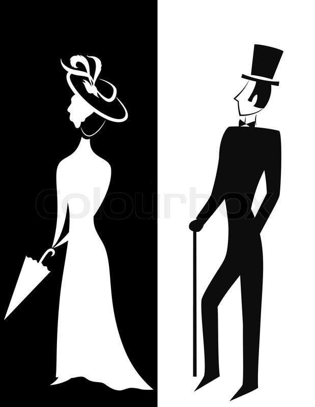 619x800 Gentleman And Lady, Symbolic Vintage Stock Vector Colourbox