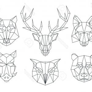 300x300 Photostock Vector Low Poly Animals Heads Triangular Thin Line
