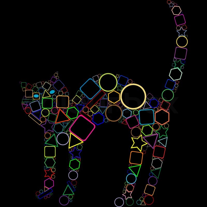 800x800 Geometric Cat Isolated On Black Stock Vector Colourbox