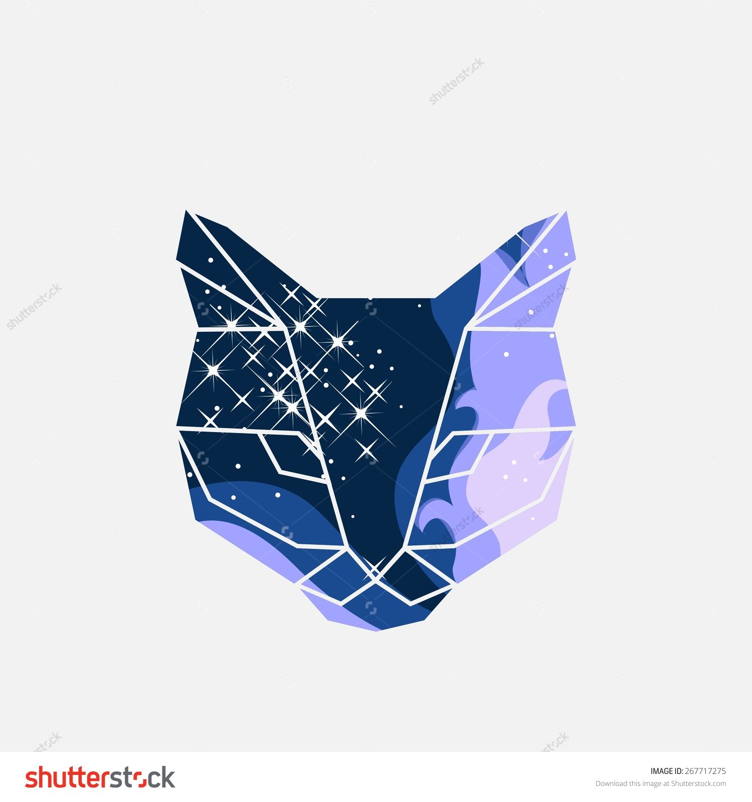 1500x1600 Vector Unusual Geometric Illustration With Space Cat Of Triangles