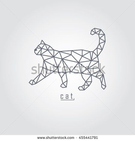 450x470 Black Polygonal Cat And Text With Grey Background Dessin