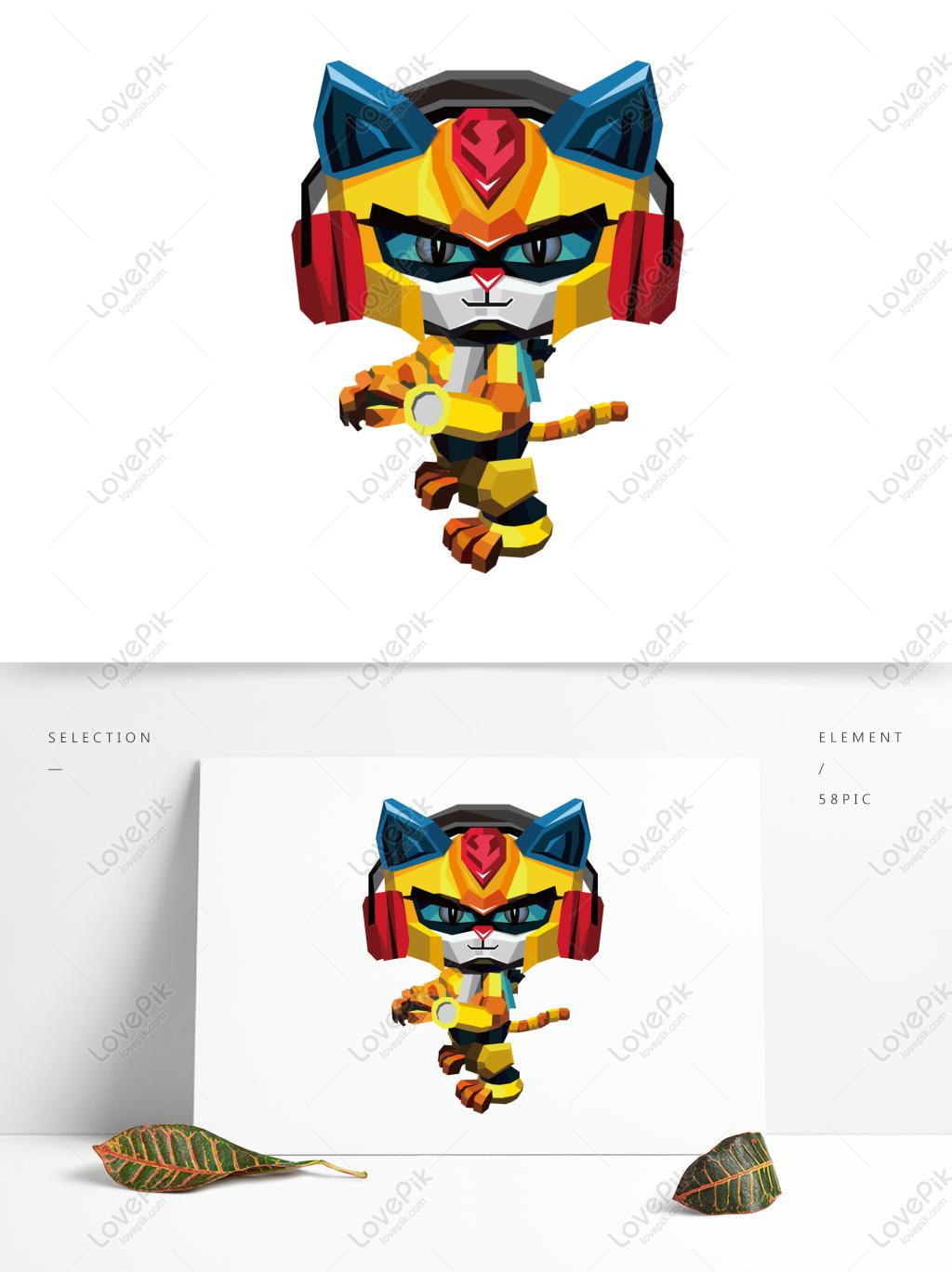 1024x1369 Cartoon Geometric Armor Robot Cat Vector Graphics Image Picture
