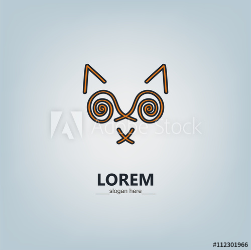 500x498 Cat Outline Logo Vector Design Elements, Business Signs Cat Line