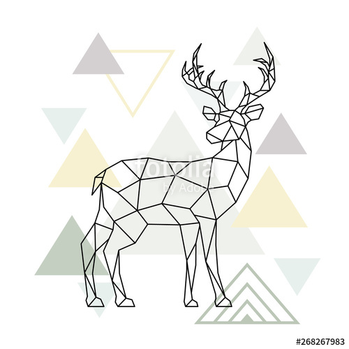 Abstract Scandinavian Geometric Deer Polygonal Reindeer Side 500x500 Abstract Scandinavian Geometric Deer Polygonal Reindeer Side