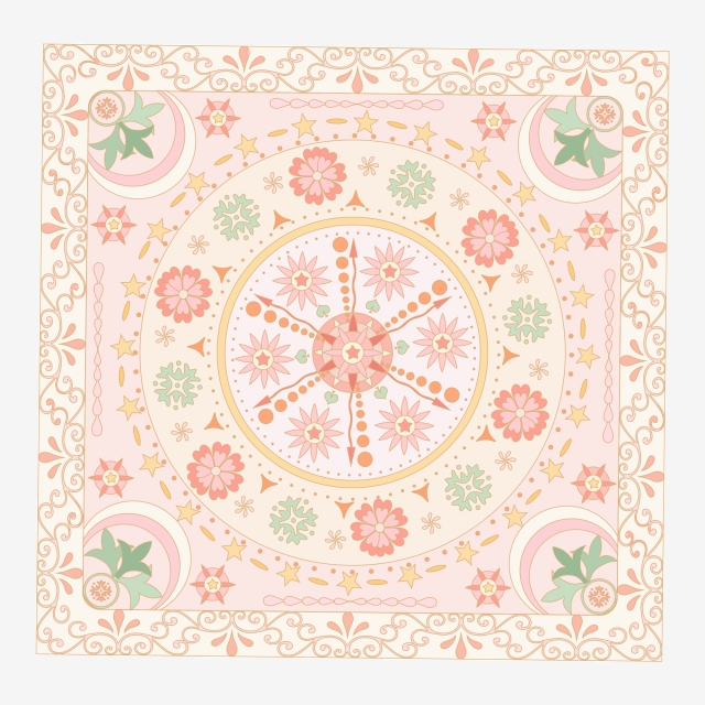 Linear Vision Style Warm Color Vector Geometric Flower Ornament 640x640 Linear Vision Style Warm Color Vector Geometric Flower Ornament