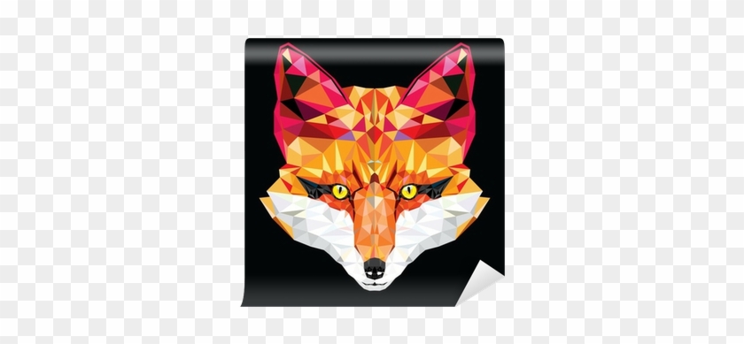 840x389 Fox Head In Geometric Pattern, Vector Illustration