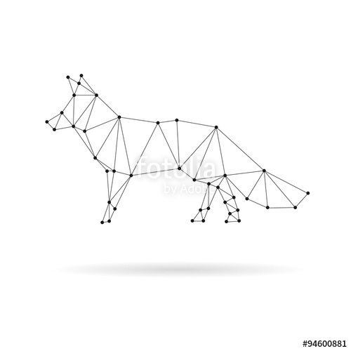 500x500 Geometric Fox Design Silhouette Black Line Vector Illustration