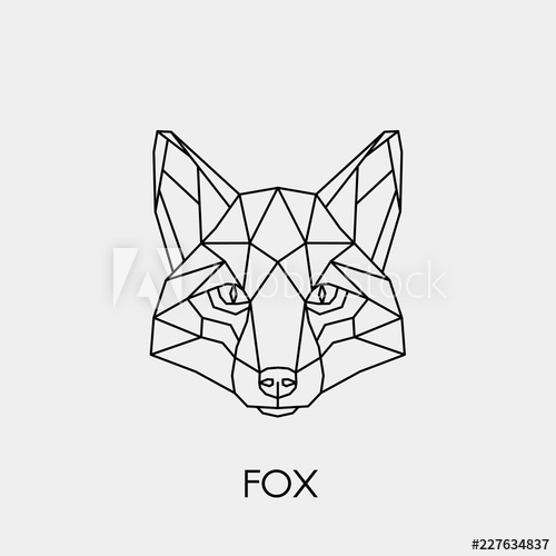 500x500 Geometric Fox Polygonal Linear Animal Head Vector Illustration