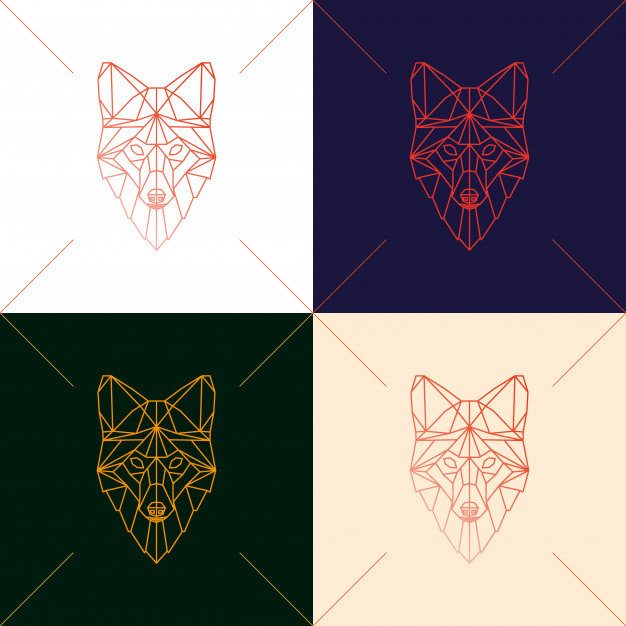 626x626 Set Of Four Fox Head Geometric Silhouette Vector Premium Download