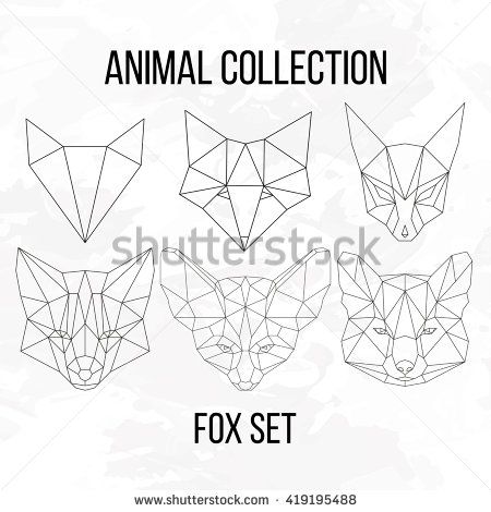 450x470 Set Of Geometric Fox Head Isolated On White Background Vintage