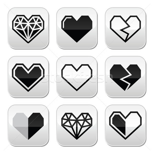 Geometric Heart For Valentine's Day Grey Square Buttons Vector 600x600 Geometric Heart For Valentine's Day Grey Square Buttons Vector