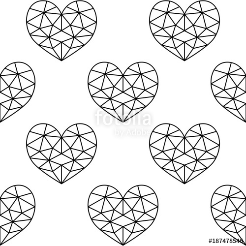 Geometric Heart Vector Seamless Pattern, Valentine's Day Black 500x500 Geometric Heart Vector Seamless Pattern, Valentine's Day Black